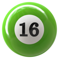 16 number 3d ball green png