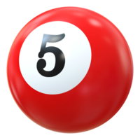 5 Nummer 3d Ball rot png