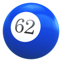 62 number 3d ball blue png