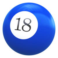 18 número 3d pelota azul png