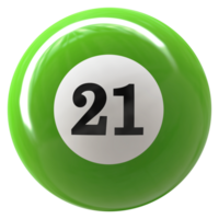 21 número 3d bola verde png