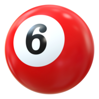 6 number 3d ball red png