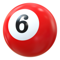 6 numero 3d palla rosso png