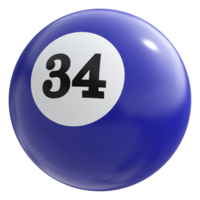 34 número 3d pelota azul png