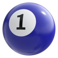 1 número 3d pelota azul png