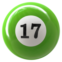 17 número 3d bola verde png