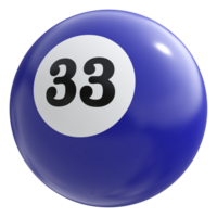 33 número 3d bola azul png