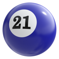 21 número 3d pelota azul png