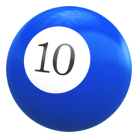 10 número 3d bola azul png