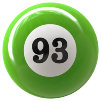 93 número 3d bola verde png