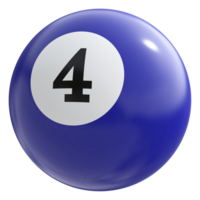 4 4 número 3d pelota azul png