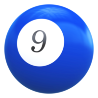 9 número 3d bola azul png