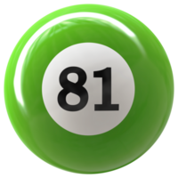 81 número 3d bola verde png