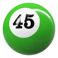 45 número 3d pelota verde png