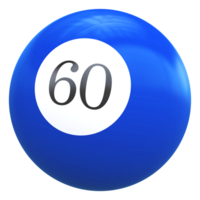 60 60 número 3d pelota azul png