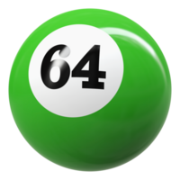 64 número 3d bola verde png