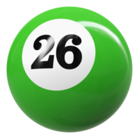 26 número 3d bola verde png