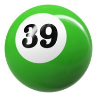 39 número 3d bola verde png