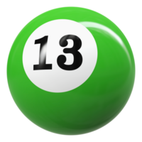 13 número 3d pelota verde png