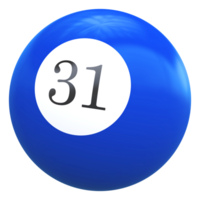 31 number 3d ball blue png