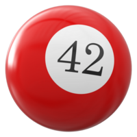42 nombre 3d Balle rouge png
