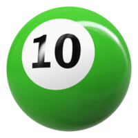 10 número 3d pelota verde png