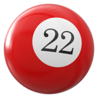 22 número 3d pelota rojo png