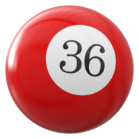 36 number 3d ball red png