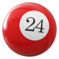 24 número 3d bola vermelho png