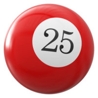 25 número 3d pelota rojo png