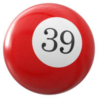 39 número 3d pelota rojo png