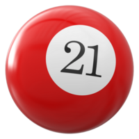 21 number 3d ball red png