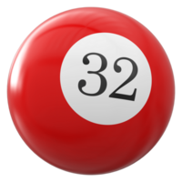 32 numero 3d palla rosso png