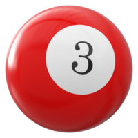 3 número 3d pelota rojo png