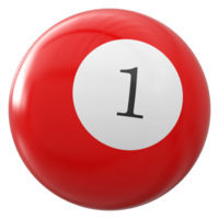 1 número 3d pelota rojo png