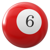 6 6 número 3d pelota rojo png
