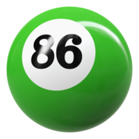 86 número 3d bola verde png