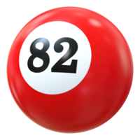 82 número 3d bola vermelho png