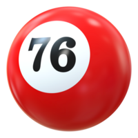 76 número 3d pelota rojo png