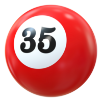 35 número 3d pelota rojo png