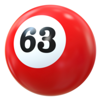 63 numero 3d palla rosso png