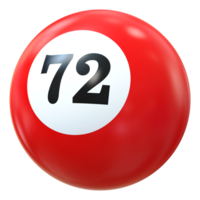 72 numero 3d palla rosso png