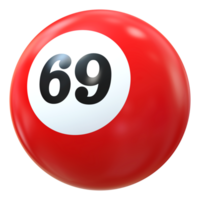 69 número 3d pelota rojo png