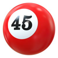 45 número 3d pelota rojo png