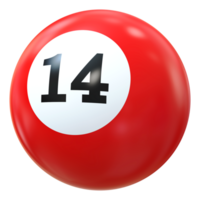 14 número 3d bola vermelho png