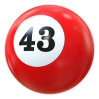 43 número 3d pelota rojo png