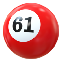 61 número 3d pelota rojo png