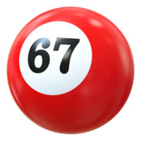 67 número 3d pelota rojo png