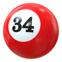 34 number 3d ball red png