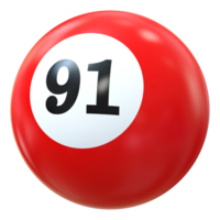 91 number 3d ball red png
